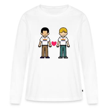 Partenariat homosexuel Cœur LGBT - T-shirt manches longues Premium bio Femme - blanc - Devant - Julia (174cm)