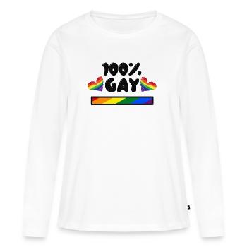 Gay Pride Heart Rainbow Lgbt Déclaration Homo - T-shirt manches longues Premium bio Femme - blanc - Devant - Julia (174cm)