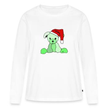 Weihnachtshund Chien de Noël - T-shirt manches longues Premium bio Femme - blanc - Devant - Julia (174cm)
