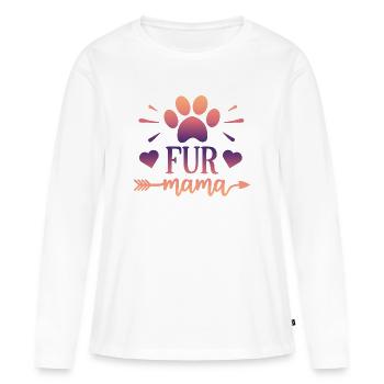Maman à fourrure - T-shirt manches longues Premium bio Femme - blanc - Devant - Julia (174cm)