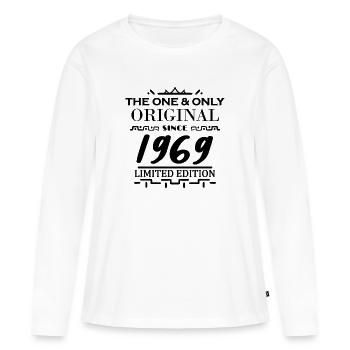 1969 - Baujahr 1969 - Jahrgang 1969 - Frauen Premium Bio Langarmshirt - Weiß - Vorne - Julia (174cm)