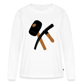 Marteau en caoutchouc debout et marteau - T-shirt manches longues Premium bio Femme - blanc - Devant - Julia (174cm)