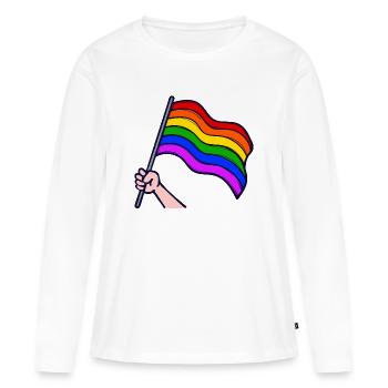 Drapeau arc-en-ciel Lgbt Sexualité homosexuelle - T-shirt manches longues Premium bio Femme - blanc - Devant - Julia (174cm)