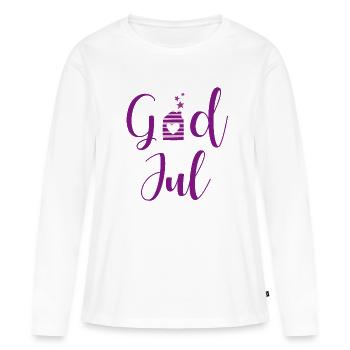 GodJul schwedische Weihnachten Skandi Handschrift - Frauen Premium Bio Langarmshirt - Weiß - Vorne - Julia (174cm)