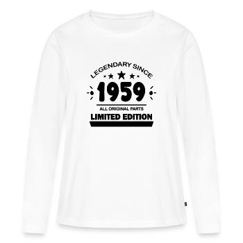 1959 - Né 1959 - Année de construction 1959 - T-shirt manches longues Premium bio Femme - blanc - Devant - Julia (174cm)