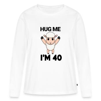 40 ans - 40 ans - câlin - T-shirt manches longues Premium bio Femme - blanc - Devant - Julia (174cm)
