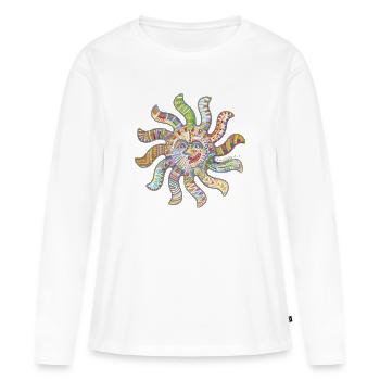 Pensée de vous soleil - T-shirt manches longues Premium bio Femme - blanc - Devant - Julia (174cm)