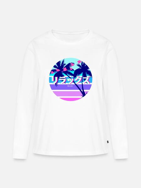 Relax Japanese Text Sun - Frauen Premium Bio Langarmshirt - Weiß