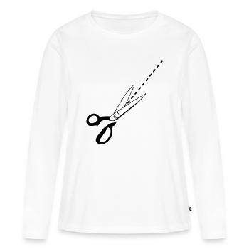 Tailleur de logo de coupe de patron - T-shirt manches longues Premium bio Femme - blanc - Devant - Julia (174cm)