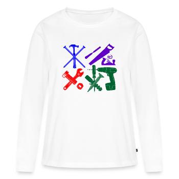 Couleur de l’outil Ouvrier de la construction - T-shirt manches longues Premium bio Femme - blanc - Devant - Julia (174cm)