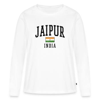Motif du drapeau de Jaipur Inde graphique - T-shirt manches longues Premium bio Femme - blanc - Devant - Julia (174cm)