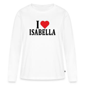 t-shirt J’adore Isabella idée cadeau t-shirt - T-shirt manches longues Premium bio Femme - blanc - Devant - Julia (174cm)