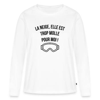 ski, station de ski, domaine skiable - T-shirt manches longues Premium bio Femme - blanc - Devant - Julia (174cm)