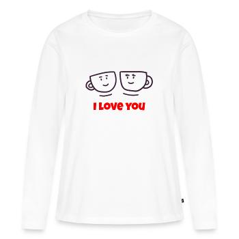 Saint-Valentin, Saint-Valentin, Saint-Valentin - T-shirt manches longues Premium bio Femme - blanc - Devant - Julia (174cm)