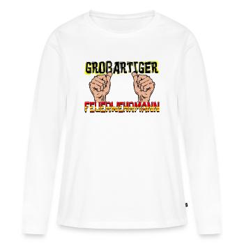 Lebensretter Feuerwehr Statement Feuerwehrmann - Frauen Premium Bio Langarmshirt - Weiß - Vorne - Julia (174cm)