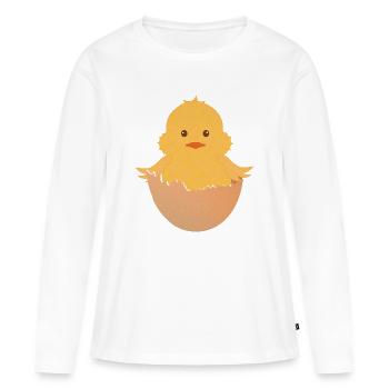 frisch geschlüpftes Küken in der Eierschale - Frauen Premium Bio Langarmshirt - Weiß - Vorne - Julia (174cm)