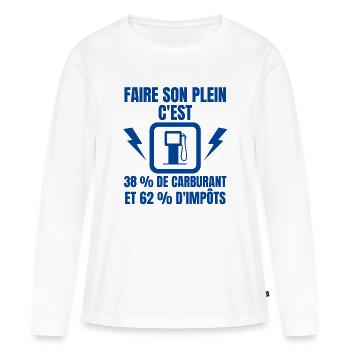 station service, pompe à essence - T-shirt manches longues Premium bio Femme - blanc - Devant - Julia (174cm)