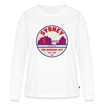 Sydney Skyline Badge - T-shirt manches longues Premium bio Femme - blanc - Devant - Julia (174cm)