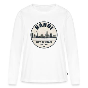 Hanoi Stadt der Ruhe Emblem - Frauen Premium Bio Langarmshirt - Weiß - Vorne - Julia (174cm)