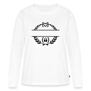 Code avec cœur et code avec cadenas couronne de laurier m - T-shirt manches longues Premium bio Femme - blanc - Devant - Julia (174cm)