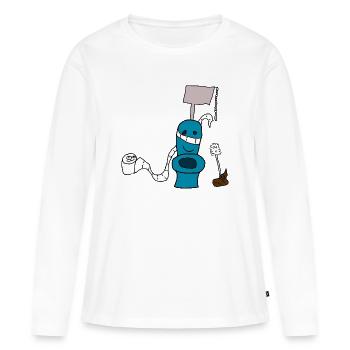 toilette brosse de toilette pile de papier toilette excréments enfants - T-shirt manches longues Premium bio Femme - blanc - Devant - Julia (174cm)