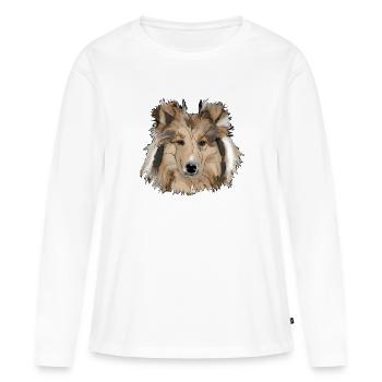 Collie - Frauen Premium Bio Langarmshirt - Weiß - Vorne - Julia (174cm)