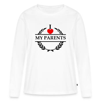 J’aime mes parents - T-shirt manches longues Premium bio Femme - blanc - Devant - Julia (174cm)