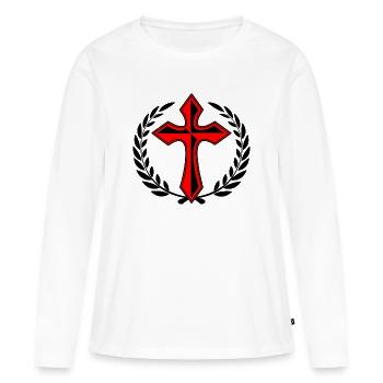 avec couronne de laurier - T-shirt manches longues Premium bio Femme - blanc - Devant - Julia (174cm)