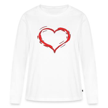 Herz - Frauen Premium Bio Langarmshirt - Weiß - Vorne - Julia (174cm)