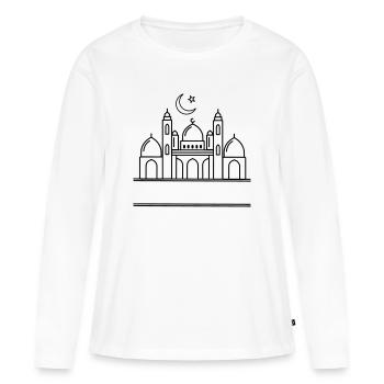 Moschee mit transparenter Textleiste - Frauen Premium Bio Langarmshirt - Weiß - Vorne - Julia (174cm)