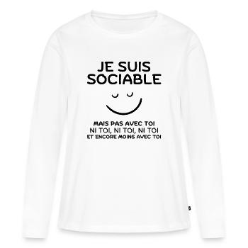 sociable, pas du matin, grincheux le matin - T-shirt manches longues Premium bio Femme - blanc - Devant - Julia (174cm)