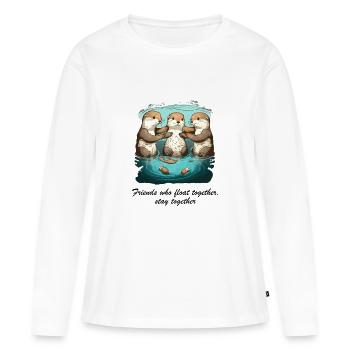 Les amis qui flottent ensemble restent ensemble - T-shirt manches longues Premium bio Femme - blanc - Devant - Julia (174cm)