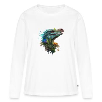 Vélociraptor bleu - T-shirt manches longues Premium bio Femme - blanc - Devant - Julia (174cm)