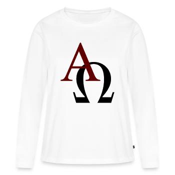 Alpha und Omega - Frauen Premium Bio Langarmshirt - Weiß - Vorne - Julia (174cm)