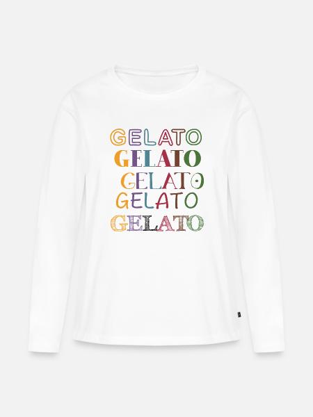 Gelato bunt dunkel - Frauen Premium Bio Langarmshirt - Weiß