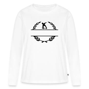 Skateborder Monogramm im Lorbeerkranz - Frauen Premium Bio Langarmshirt - Weiß - Vorne - Julia (174cm)