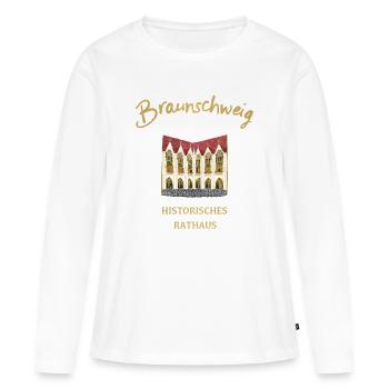 Historisches Rathaus Braunschweig, Niedersachsen - Frauen Premium Bio Langarmshirt - Weiß - Vorne - Julia (174cm)