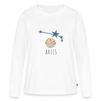 La constellation du Bélier - T-shirt manches longues Premium bio Femme - blanc - Devant - Julia (174cm)