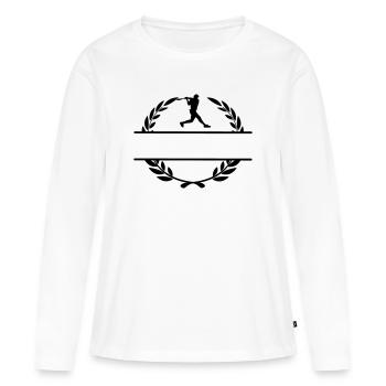 Baseballspieler-Hitter-Monogramm - Frauen Premium Bio Langarmshirt - Weiß - Vorne - Julia (174cm)