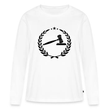 Marteau à vaisselle dans une couronne de laurier - T-shirt manches longues Premium bio Femme - blanc - Devant - Julia (174cm)