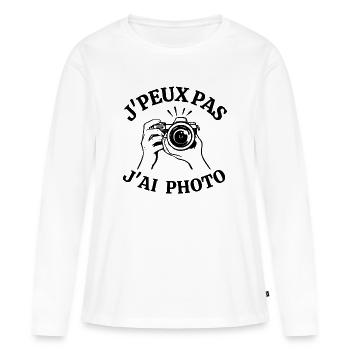 photographe, photo, fan de photo - T-shirt manches longues Premium bio Femme - blanc - Devant - Julia (174cm)
