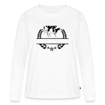 Monogramme de vaches - T-shirt manches longues Premium bio Femme - blanc - Devant - Julia (174cm)
