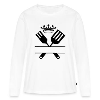 Grillbesteck Monogramm mit Krone - Frauen Premium Bio Langarmshirt - Weiß - Vorne - Julia (174cm)