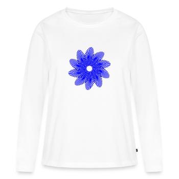 Mandala | Rayons de soleil | Modèle - T-shirt manches longues Premium bio Femme - blanc - Devant - Julia (174cm)