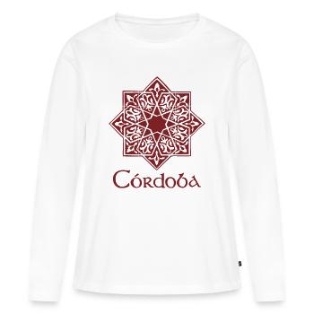 Cordoue 2 (rouge) - T-shirt manches longues Premium bio Femme - blanc - Devant - Julia (174cm)