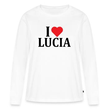 t-shirt I love Lucia t-shirt idée cadeau - T-shirt manches longues Premium bio Femme - blanc - Devant - Julia (174cm)