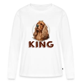 CHIEN COCKER KING COMBAT RACE MIGNON SAUVETAGE - T-shirt manches longues Premium bio Femme - blanc - Devant - Julia (174cm)