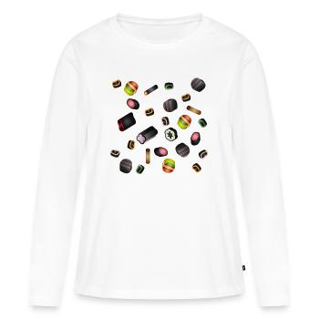 Illustration colorée de bonbons de réglisse Pot-pourri - T-shirt manches longues Premium bio Femme - blanc - Devant - Julia (174cm)