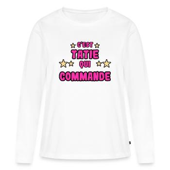 C'est tatie qui commande - T-shirt manches longues Premium bio Femme - blanc - Devant - Julia (174cm)