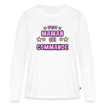 C'est maman qui commande - T-shirt manches longues Premium bio Femme - blanc - Devant - Julia (174cm)